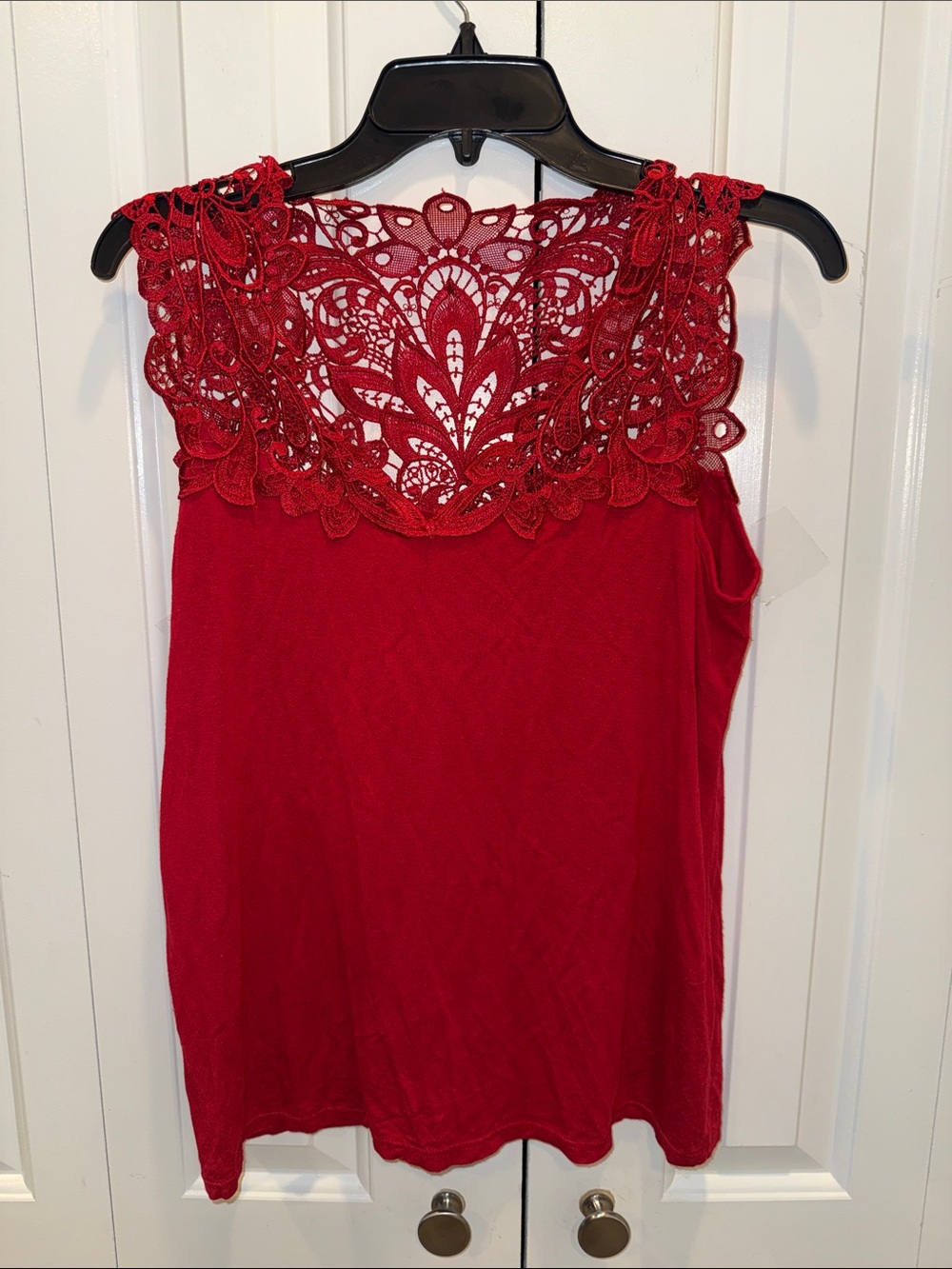 Arianne Red Lace Trim Tank Top